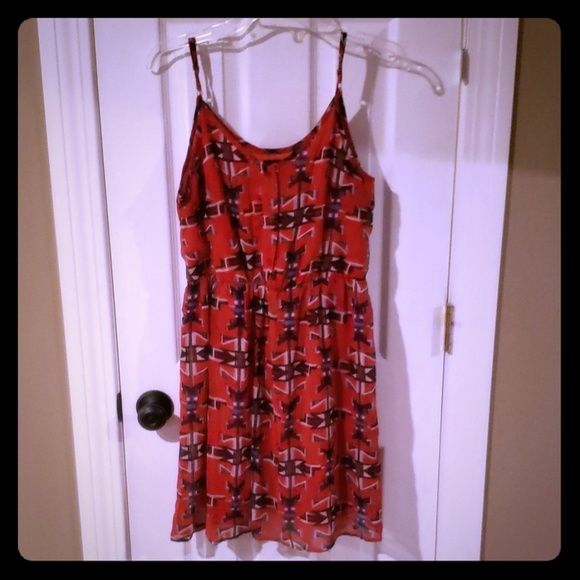 red patterned dress